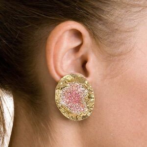 Gold and Pink Statement Earrings